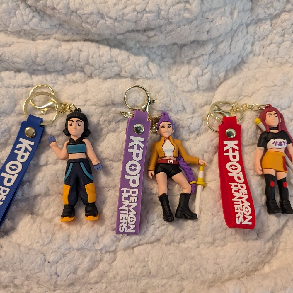 3 K-pop Demon Hunters Keychain Set Rumi Mira And Zoie
